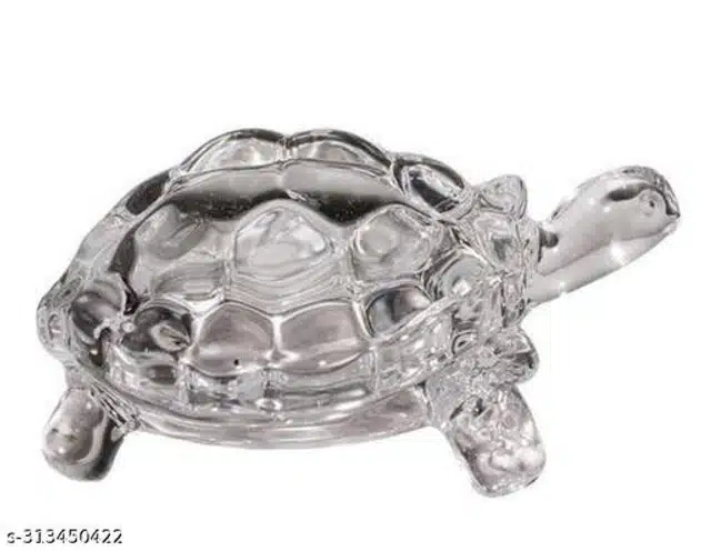 Crystal Tortoise with Plate (Transparent, Set of 1)
