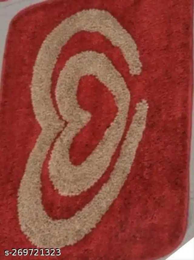 Rectangular Handmade Rug (Red & Tan, 60x40 cm)