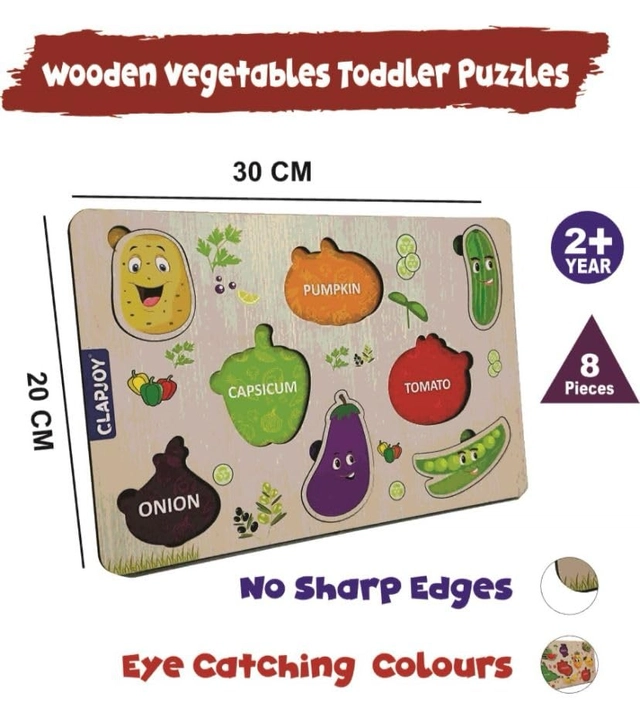 Wooden Vegetable Puzzle Board Game for Kids (Multicolor)