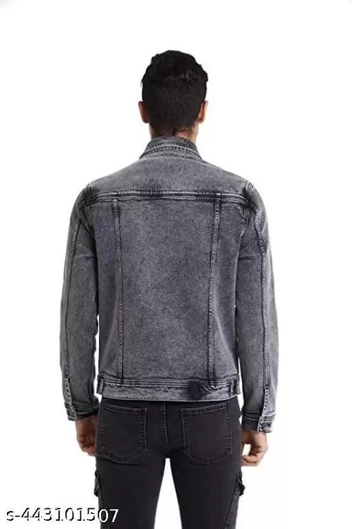 Denim Jacket for Men (Grey, M)