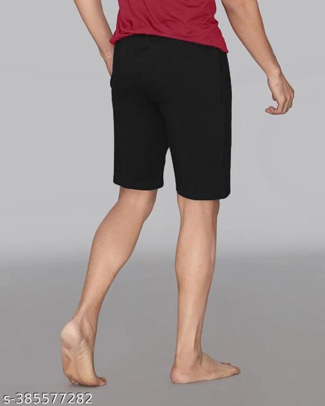 Cotton Blend Shorts for Men (Black, M)