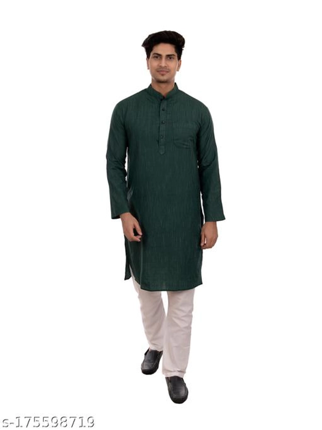 Cotton Blend Kurta for Men (Green, M)