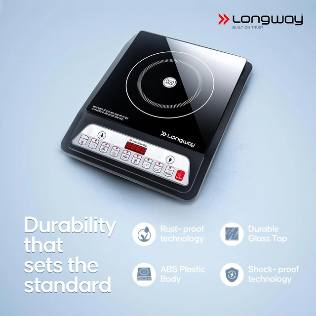 LONGWAY LW-Elite-Plus-ICT-PB -Black-P1 Induction Cooktop (2000 W, Black, Push Button)