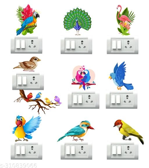 PVC Switch Board Stickers (Multicolor, 33x48 cm) (Pack of 9)