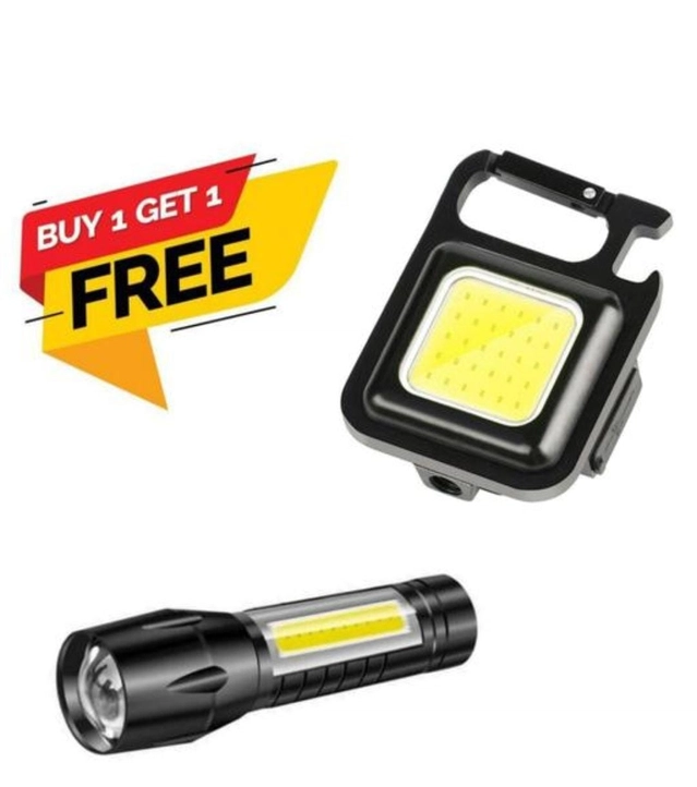 LED Torch Light with mini Flashlight (Black, Set of 2)