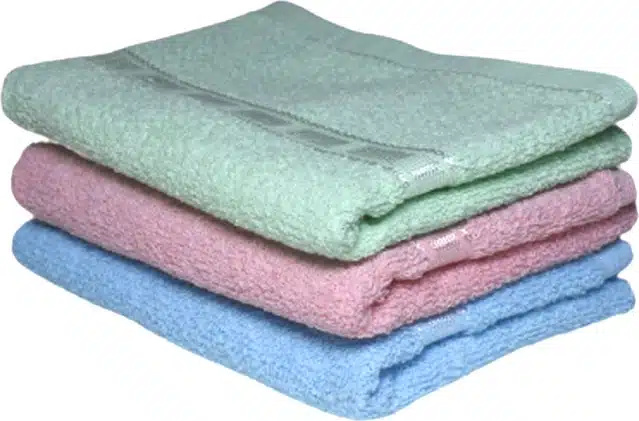 Cotton High Absorbent Antibacterial Hand Towels (Pack of 3) (Multicolor, 14x21 inches)