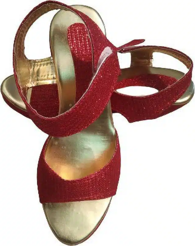 Sandals for Girls (Maroon & Gold, 5.5-6 Years)