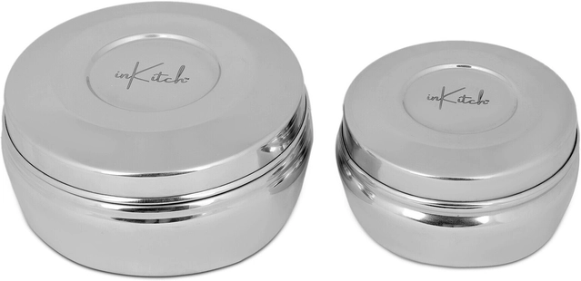 Inkitch Stainless Steel Storage Container with Lid for Kitchen (Silver, Set of 2)