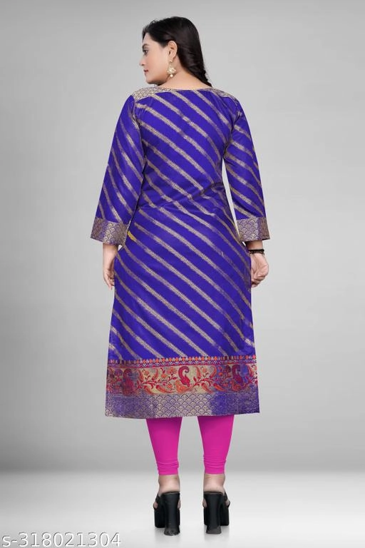 Soft Silk Printed Kurti for Women (Blue, XXL)