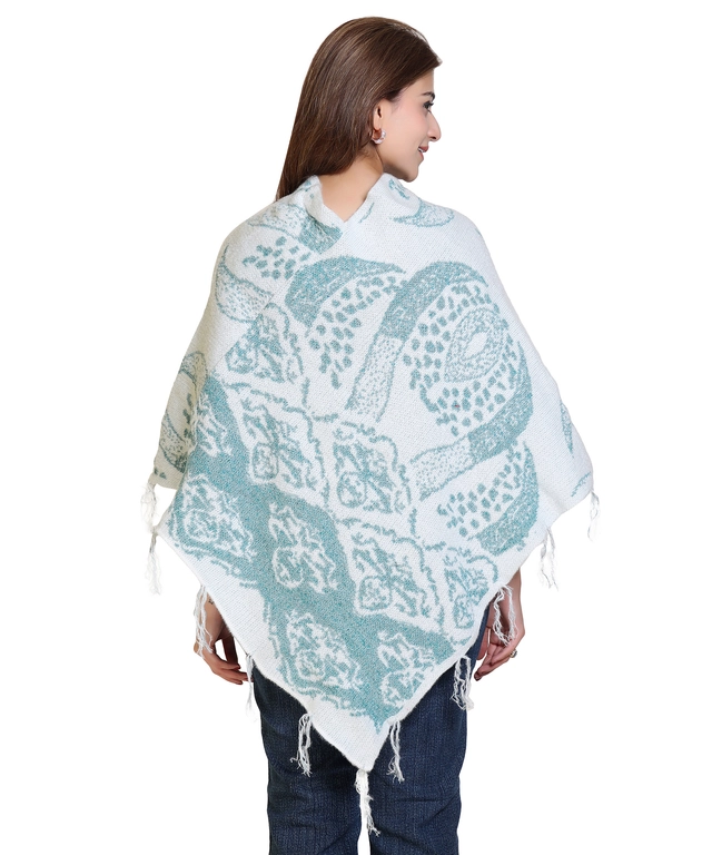 Woolen Self-Design Ponchos for Women (Multicolor, M)