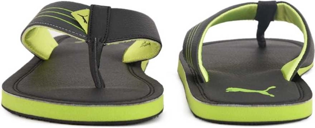 Flipflops for Men (Black & Light Green, 6)