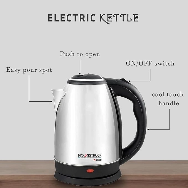 Moonstruck 1500 Watt Fast Heating 1.8L Stainless Steel Electric Kettle