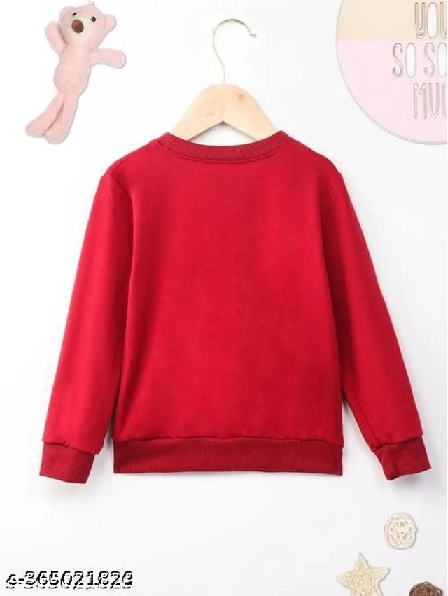 Cotton Blend Sweatshirt for Girls (Red, 2-3 Years)