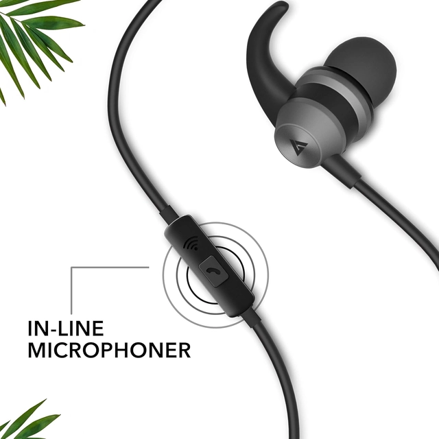 Wired in-ear Earphones with 10mm Extra Bass Driver and HD Sound with Mic (Black)