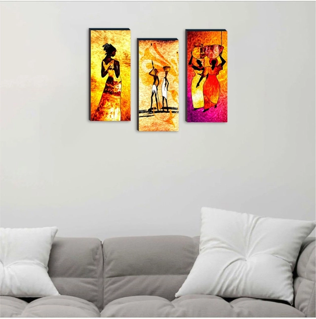 MDF 3 Pcs Designer Wall Painting for Home & Office (Multicolor, 12x18 Inches) (Set of 1)