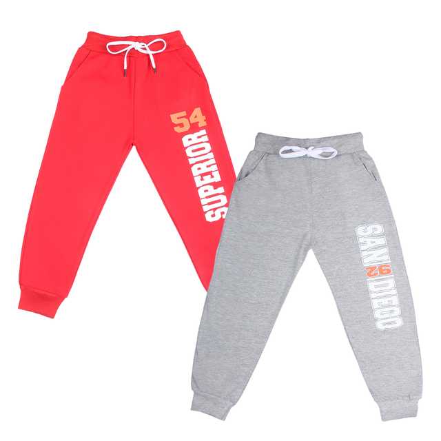 Boy's Casual Pants (Grey & Red, 4-5 Years) (Pack of 2) (C-229)