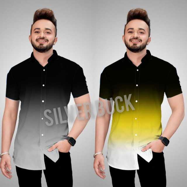 Mens Cotton Casual Slim Fit Formal Shirt (Pack Of 2) (Black & Yellow, M) (M-41)