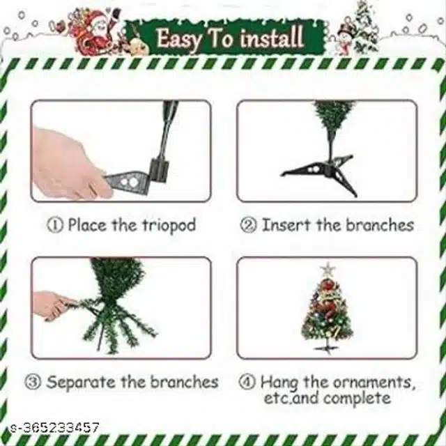 Artificial Christmas Tree with Hanging Ornaments (Green, Set of 31)