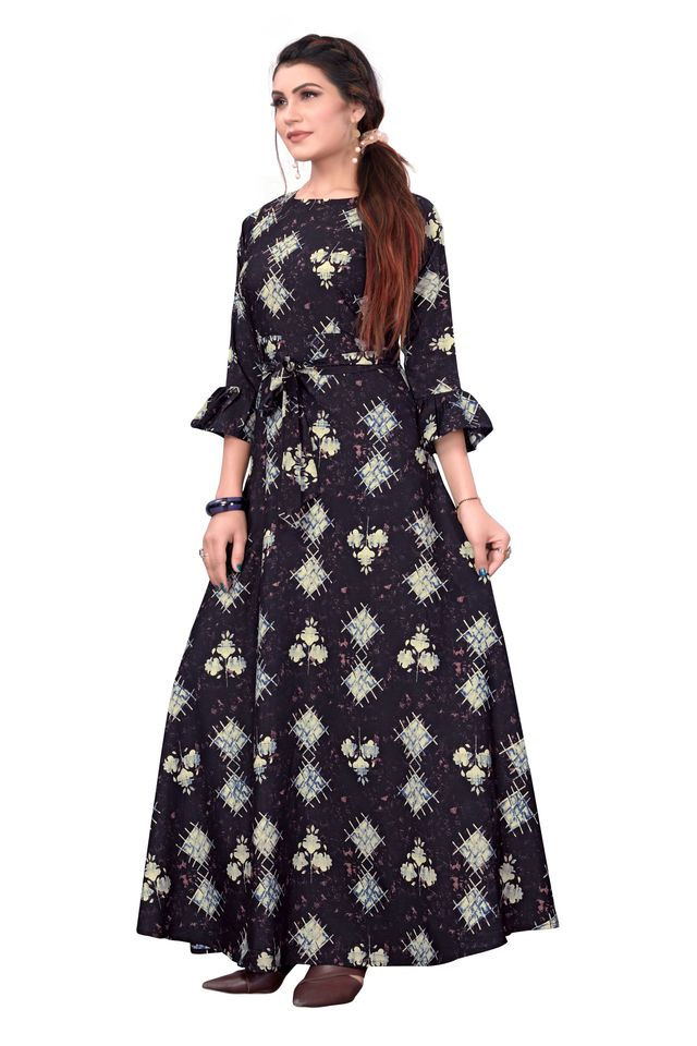 Fit and Flare Gown for womens (Multicolor, M) (NE24)