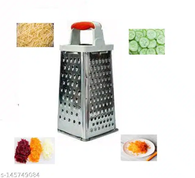 Stainless Steel Vegetable Grater cum Slicer (Red & Silver)