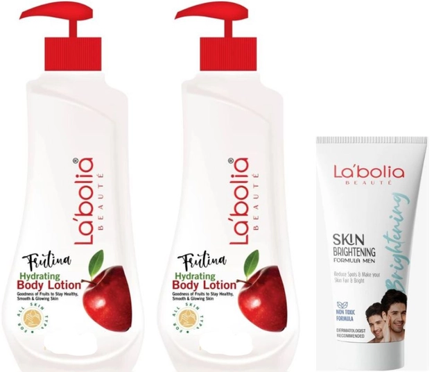 Combo of Labolia Beaute Frutina Hydrating Body Lotions (300 ml, Pack of 2) with Skin Brightening Cream (50 g) (Set of 2)