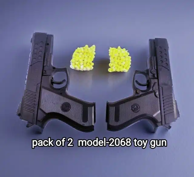 Plastic Gun Toys (2 Pcs) with 120 Pcs Bullets for Kids (Black & Yellow)