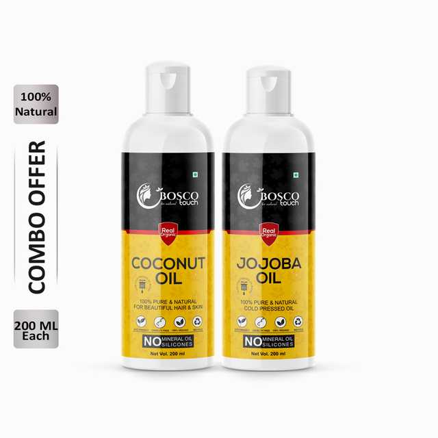 Bosco Touch Pure Coconut Oil (200 ml) & Jojoba Oil (200 ml) Combo For Rapid Hair Growth (Pack Of 2) (B-412)