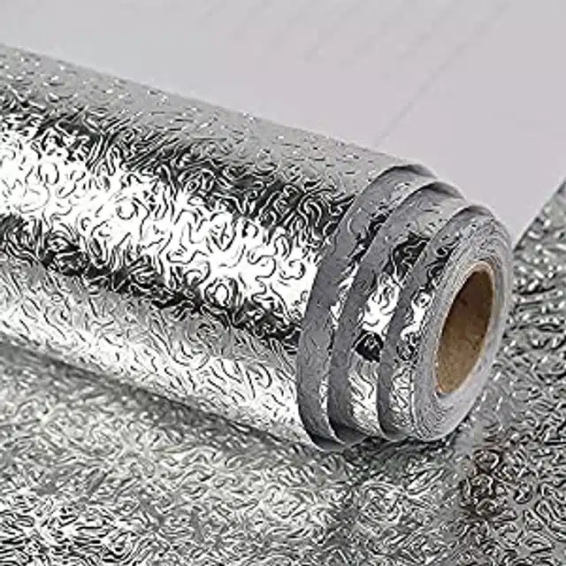 Aluminum Foil Sticker for Home & Kitchen Walls (Silver)