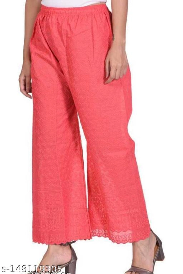 Cotton Blend Palazzos for Women (Pink, 30)