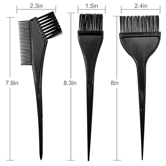 Combo of 3 Pcs Dye Brushes with Mixing Bowl for Hair Colour (Black, Set of 2)