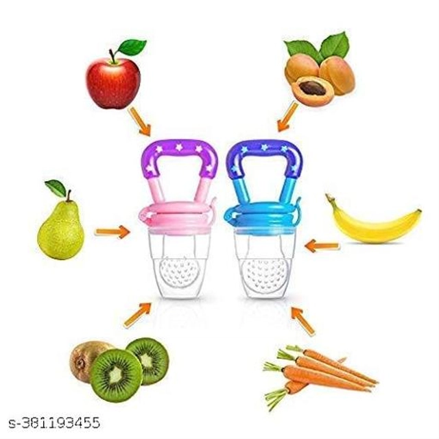 Silicone Food Feeder Bottle (90 ml) with Fruit Nibbler (Multicolor, Set of 2)