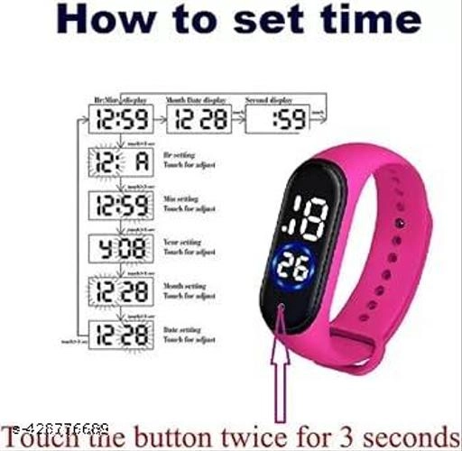 PU Strap Digital Watch for Girls & Boys (Multicolor)