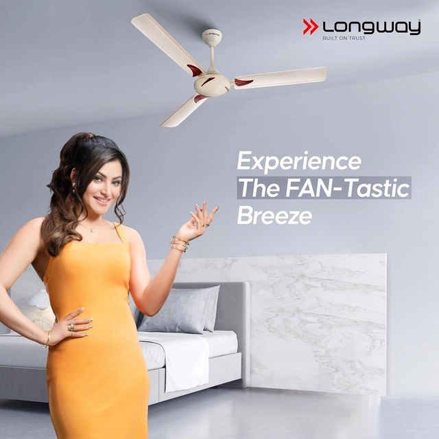 LONGWAY Creta P1 Ultra High Speed 3 Blade Ceiling Fan (1200 mm, Ivory, Pack of 1)