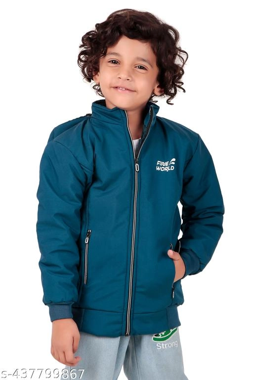 Polyester Jacket for Boys (Teal, 1-2 Years)