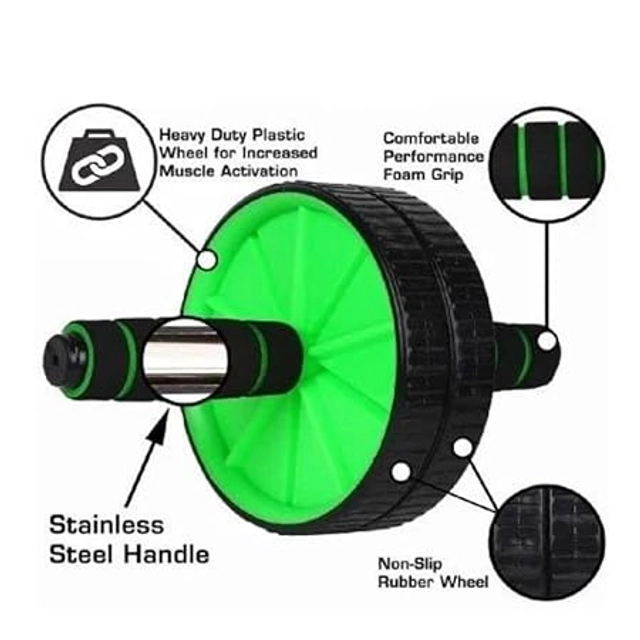 ABS Plastic Ab Wheel Roller for Men & Women (Green & Black)