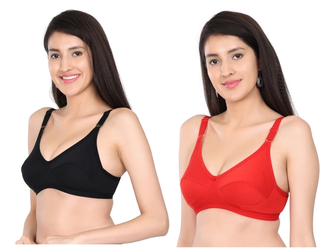 Cotton Blend Solid Non Padded Bras for Women (Multicolor, 30) (Pack of 2)