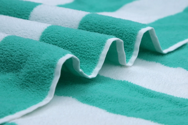 Cotton Bath Towel (Green & White, 24x51 inches)