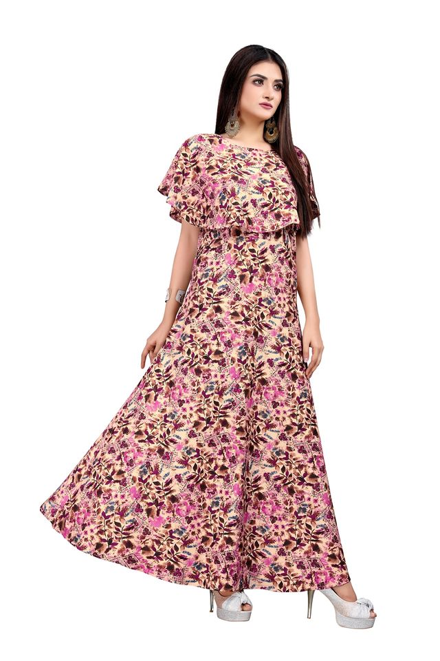 Fit and Flare Gown for womens (Multicolor, S) (NE15)