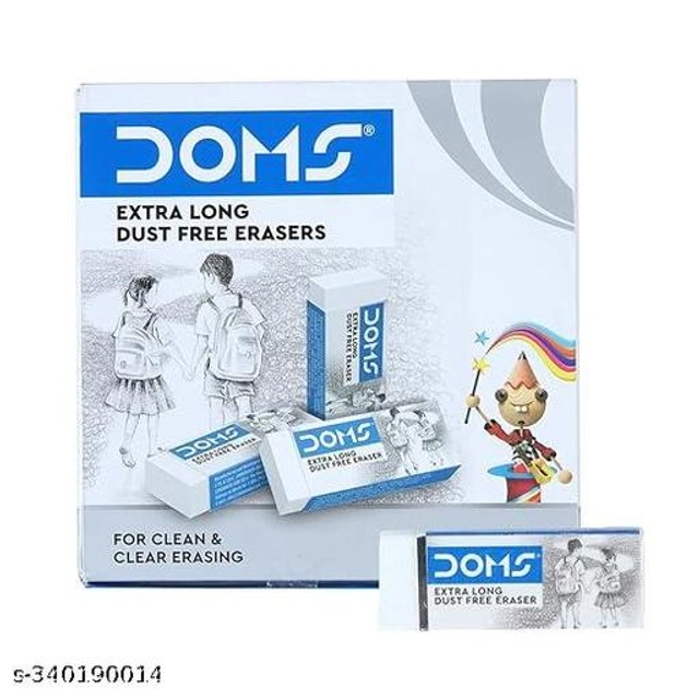 Doms Non-Toxic Dust Free Extra Long 20 Pcs Eraser Box (Multicolor, Set of 1)