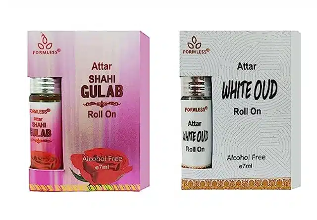 Formless Shahi Gulab & White Oud Roll On Attar (7 ml, Pack of 2)