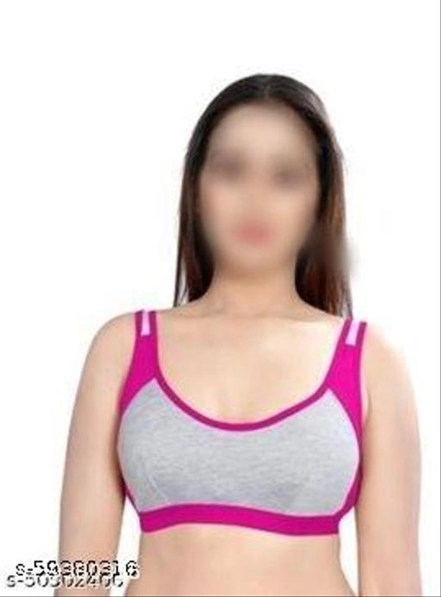 Cotton Blend Sports Bra For Women (28B, Pink)