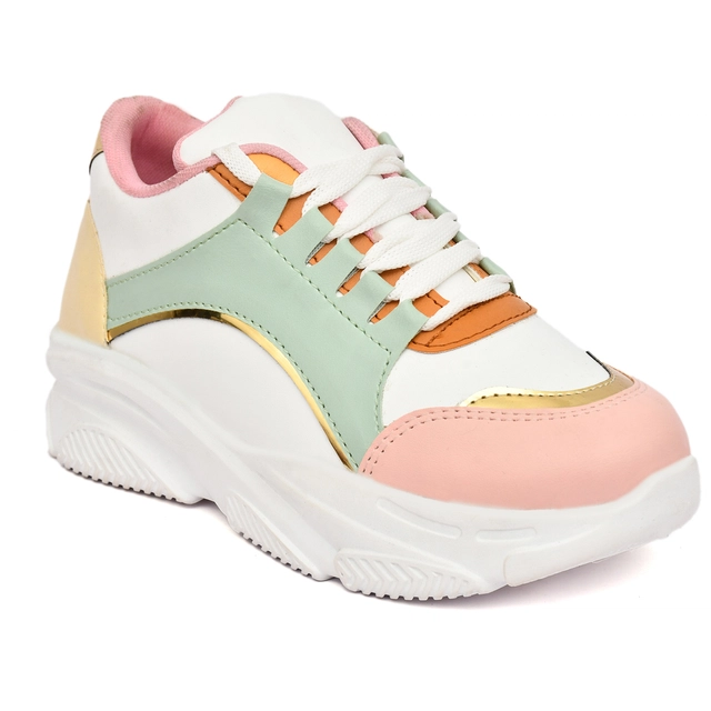 Casual Shoes for Women (Green & Baby Pink, 4)