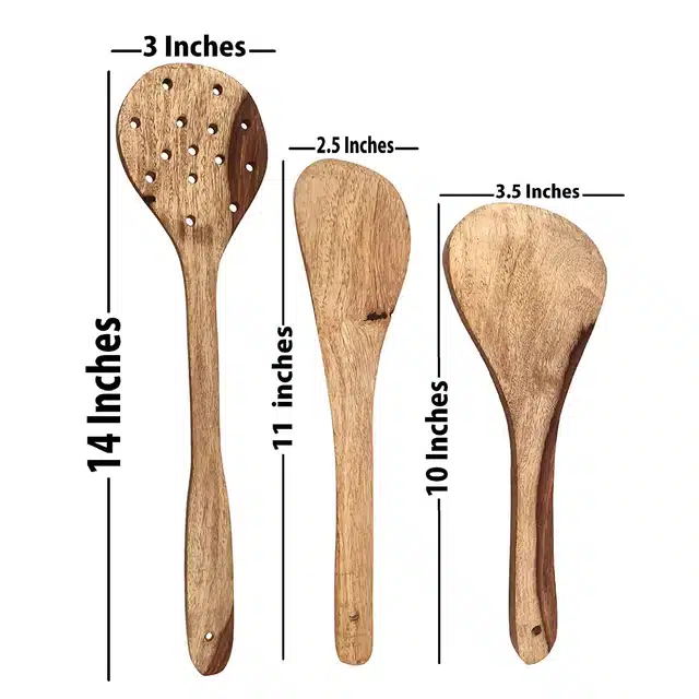 Wooden Cooking Spoon (Set of 7, Brown)