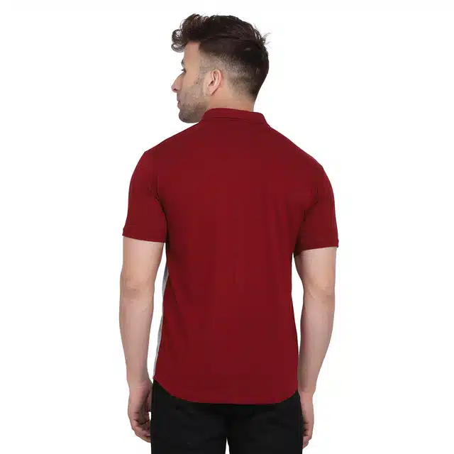 Men Solid Short Sleeves Shirt (Grey & Maroon, XL) (RSC-297)