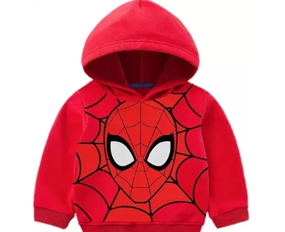 Cotton Printed Hoodie for Girls (Red, 1-2 Years)