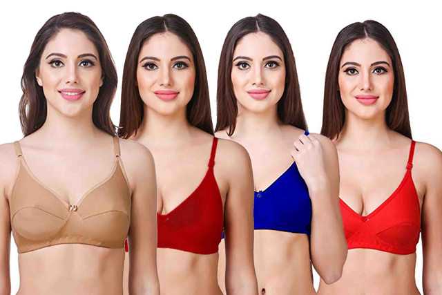 विमेंस फुल कवरेज नॉन पैडेड ब्रा (मल्टीकलर, 28C) (पैक ऑफ़ 4) (M-119A)