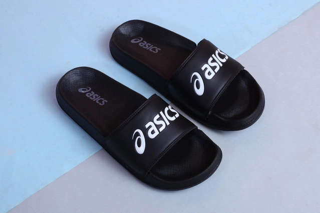 Printed Sliders for Men (Black, 6)