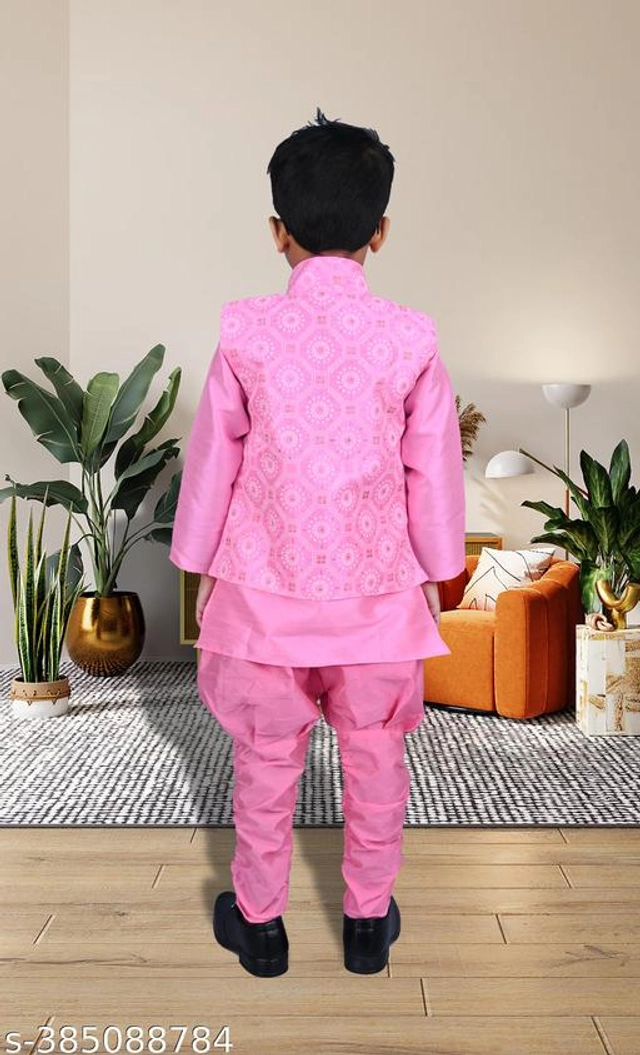 Cotton Blend Sherwani for Boys (Pink, 6-9 Months)