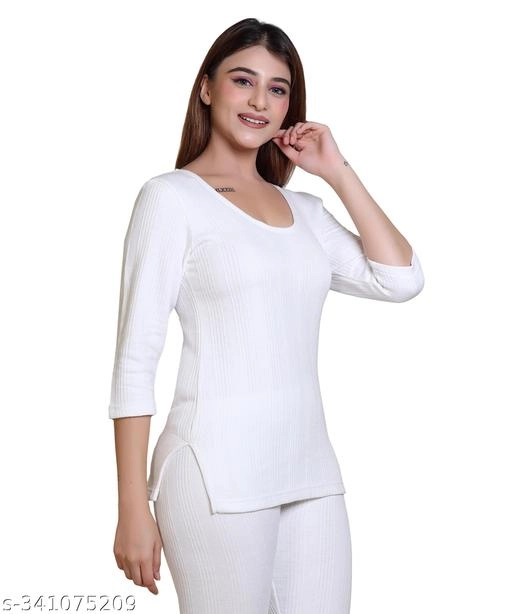 Woolen Thermal Top for Women (White, M)