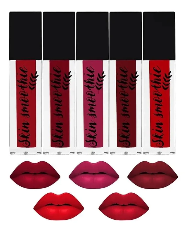 Skin Smoothie Mini Liquid Lipstick With Almond Oil & Vitamin E (Red Edition) (Pack Of 5)